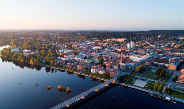 Barrierefreie Städte Die schwedische Stadt Skellefteå von oben.