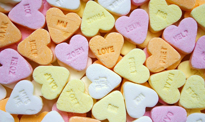 Coeur Bonbons colorés en forme de coeurs